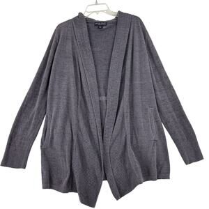 Barefoot Dreams CozyChic Ultra Lite Cardigan Sweater Size L Blue Open Front